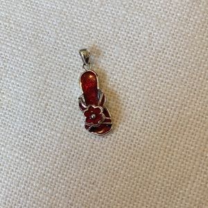 Sandal Charm w/ Red Enamel - Sterling Silver